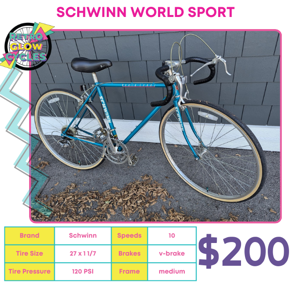 Schwinn World Sport Bike Retro Glow Cycles