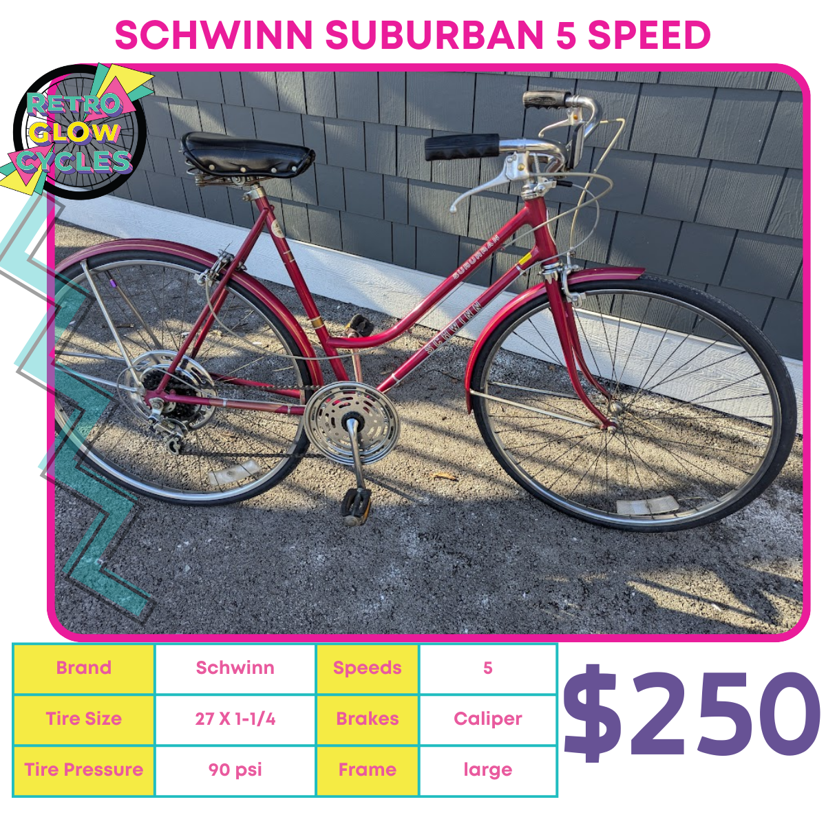 Schwinn Suburban 5 Speed – Retro Glow Cycles Schwinn Suburban 5 Speed – Retro Glow Cycles
