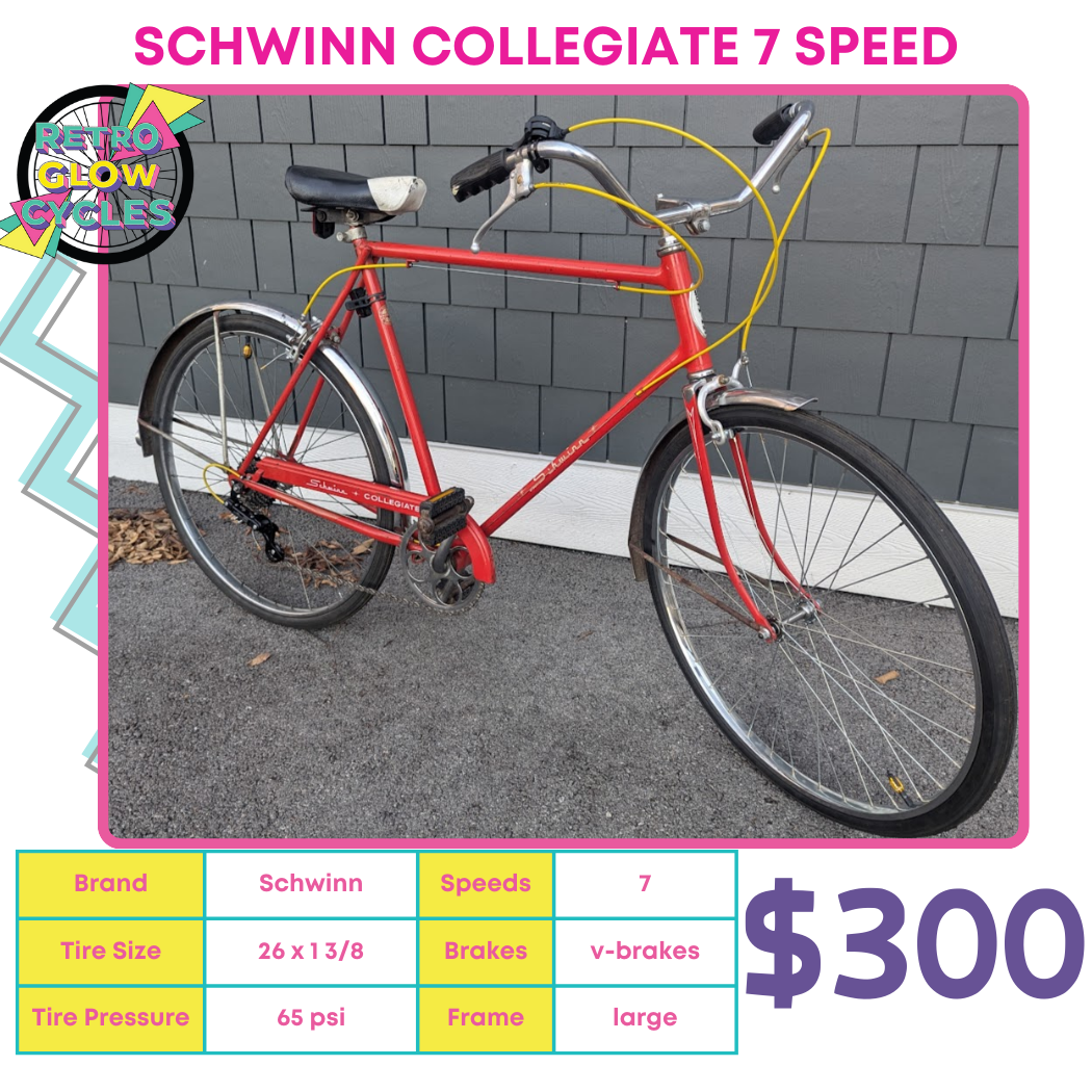 Schwinn Collegiate 7 Speed Bike – Retro Glow Cycles Schwinn Collegiate 7 Speed Bike – Retro Glow Cycles