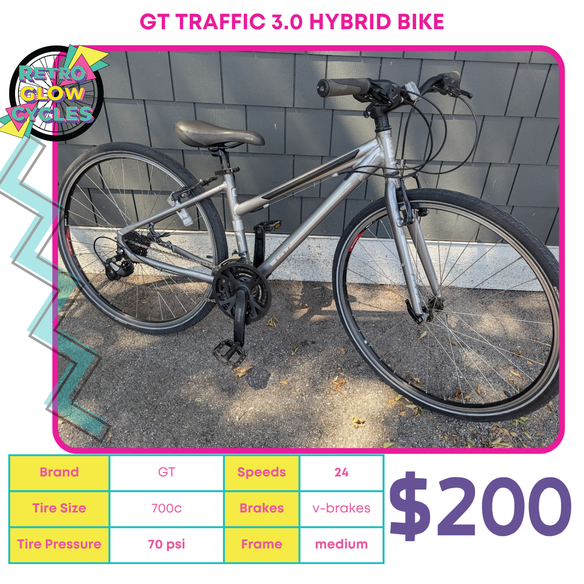 gt traffic bicycle GT Traffic 3.0 Hybrid Bike – Retro Glow Cycles