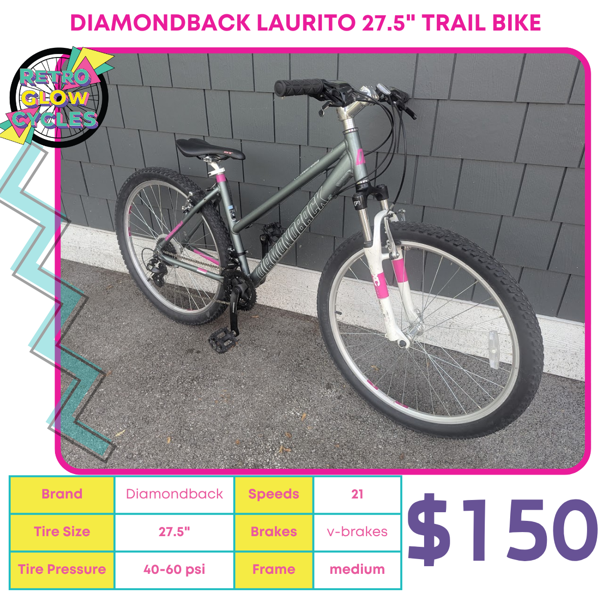 diamondback womens bicycle Diamondback Laurito 27.5" Trail Bike. – Retro Glow Cycles