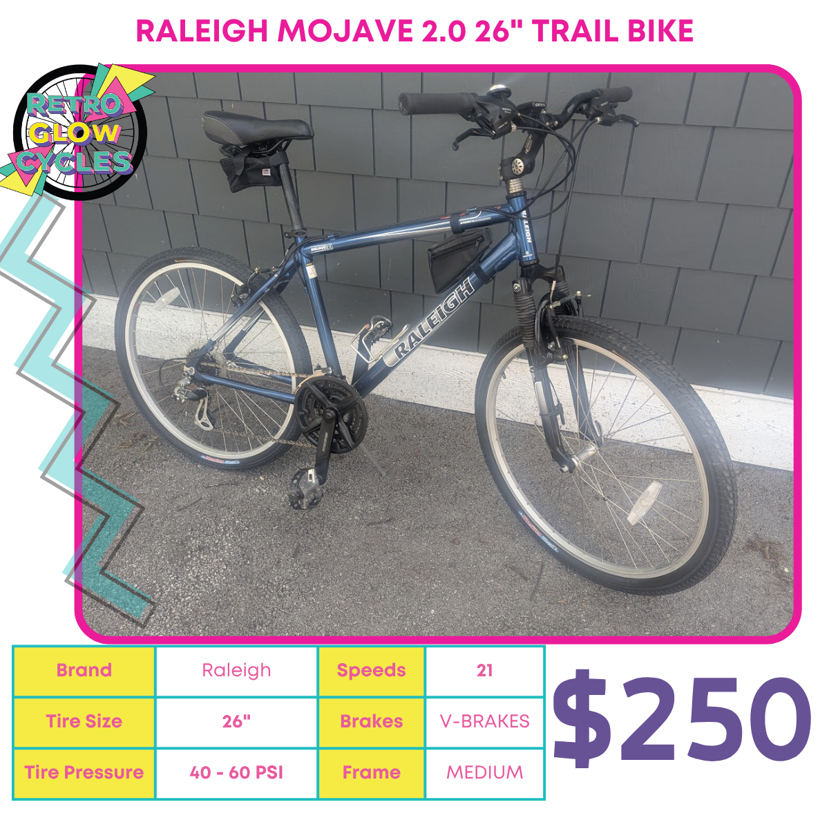 raleigh fahrradtasche Raleigh Mojave 2.0 26" Trail Bike – Retro Glow Cycles