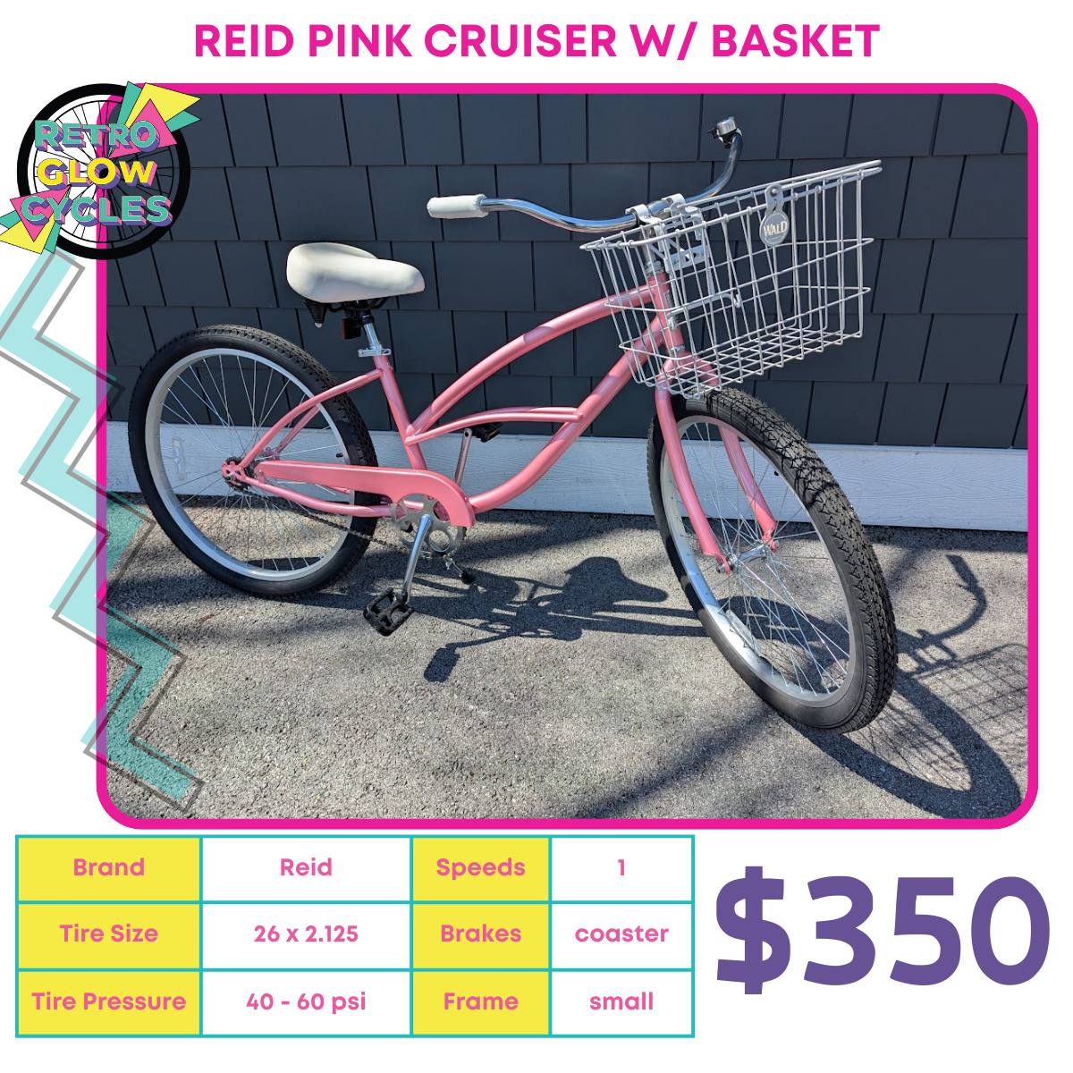 Reid Pink Cruiser w/ Basket