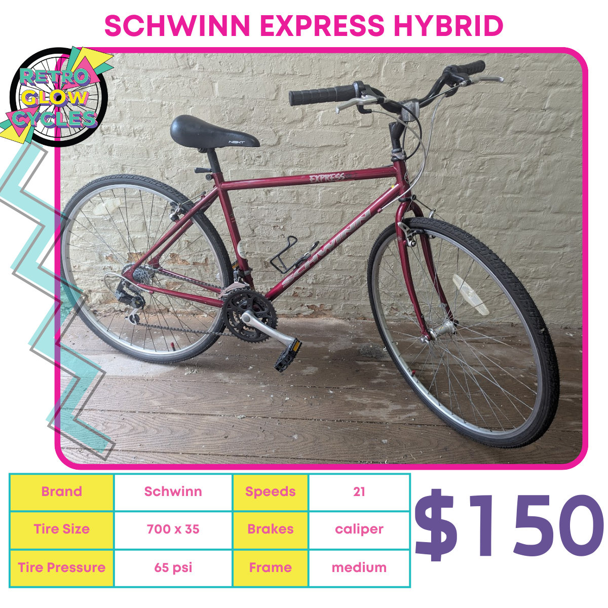 Schwinn Express Hybrid Bike – Retro Glow Cycles Schwinn Express Hybrid Bike – Retro Glow Cycles