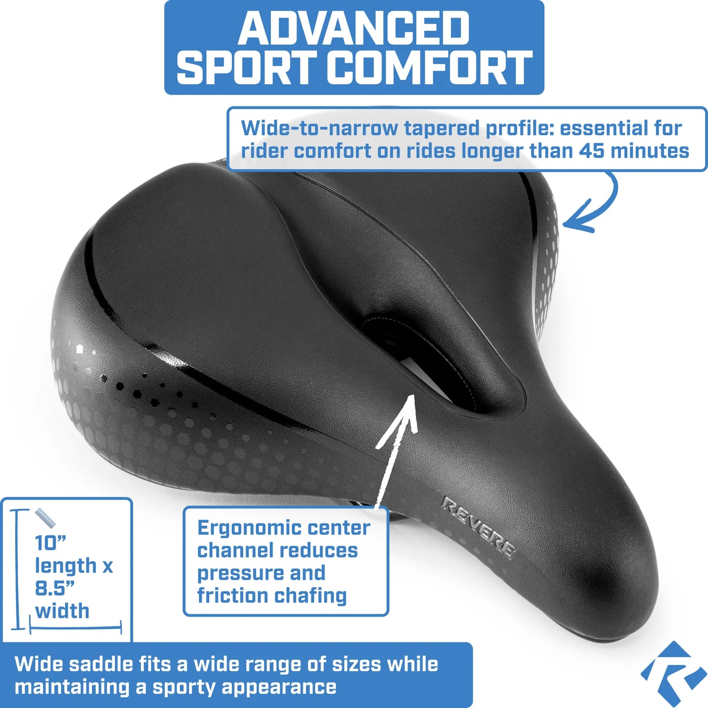 Revere Touring Suspension Comfort Gel Saddle - 8.5" wide