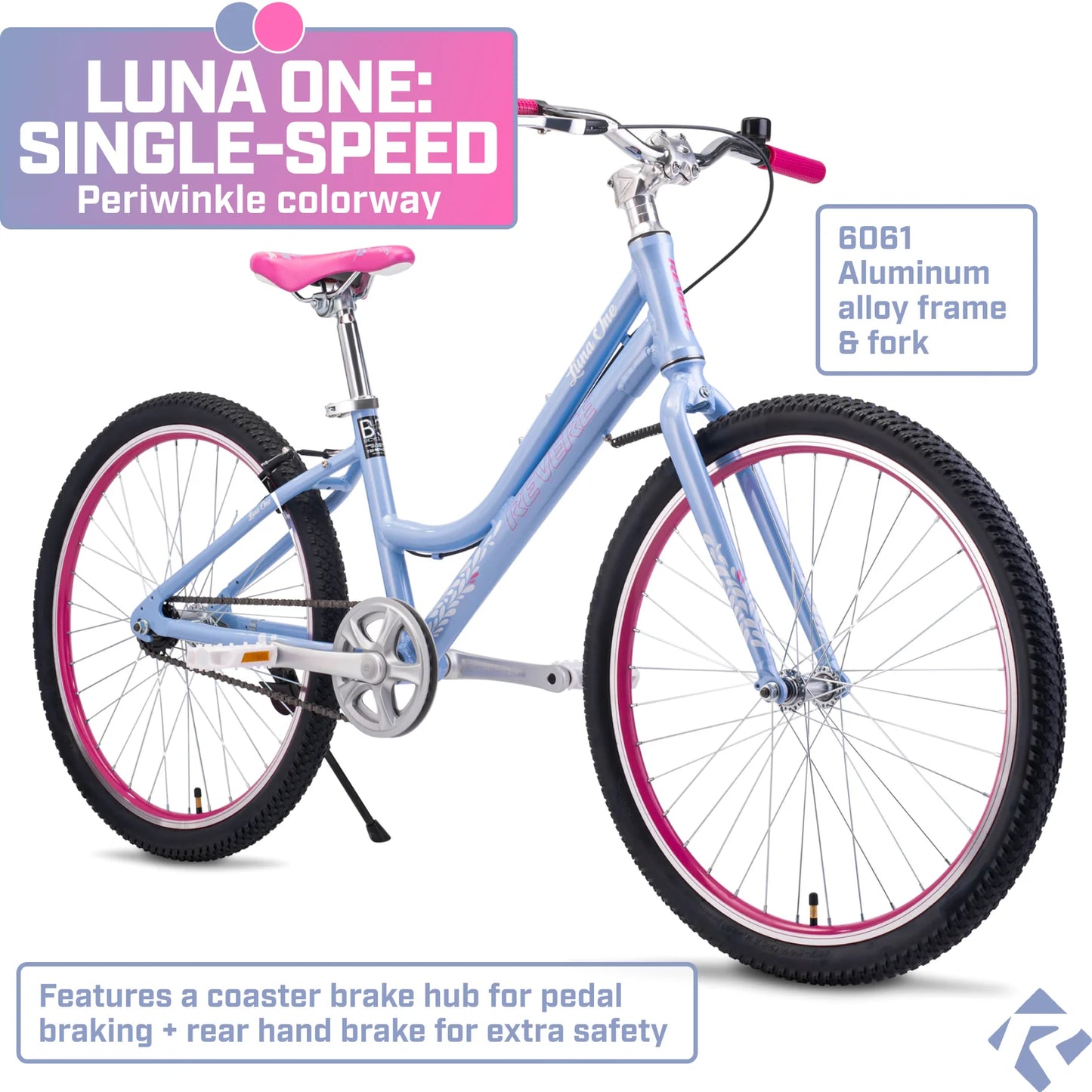 *NEW* Revere Luna One 24" Single Speed Kids Bike - Periwinkle
