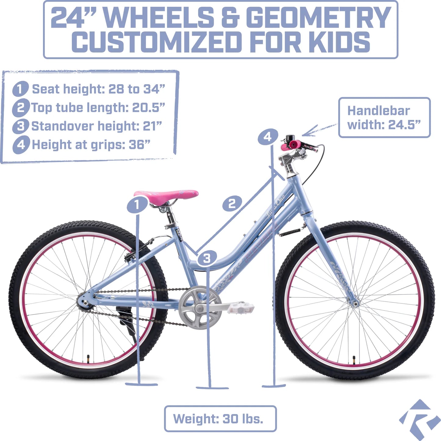 *NEW* Revere Luna One 24" Single Speed Kids Bike - Periwinkle