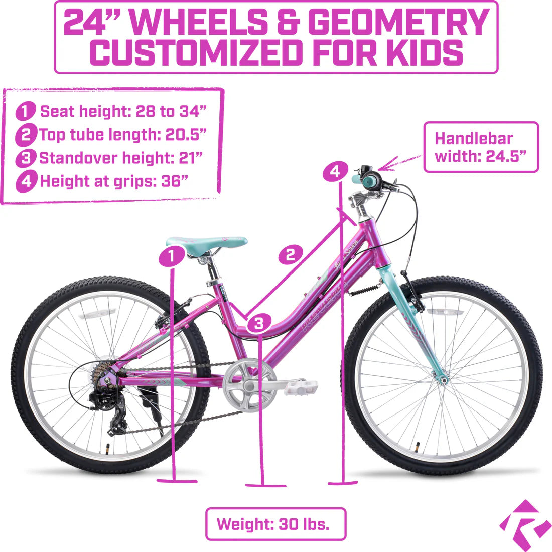 Revere Luna 7 24" Kids Trail Bike - Pink