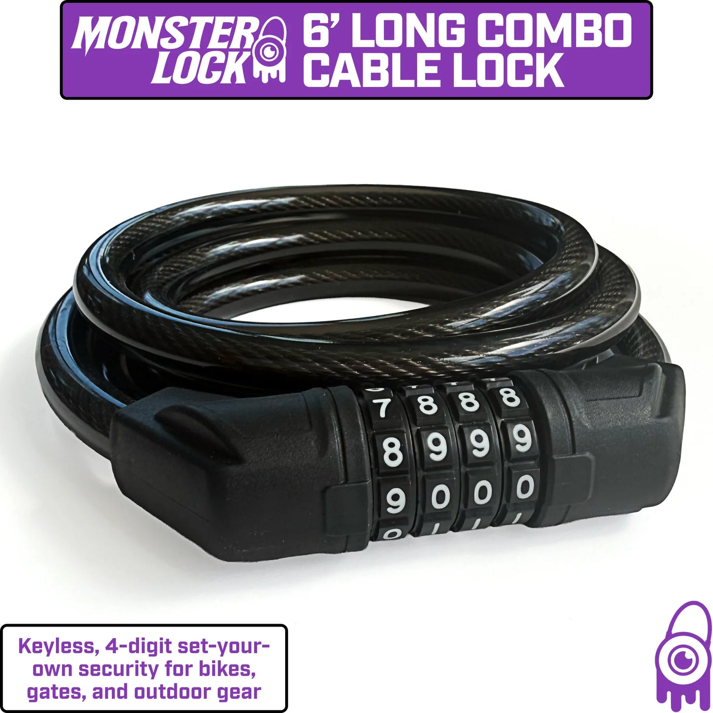 Monster Lock 6-foot Combination Lock - 13 mm Braided Steel