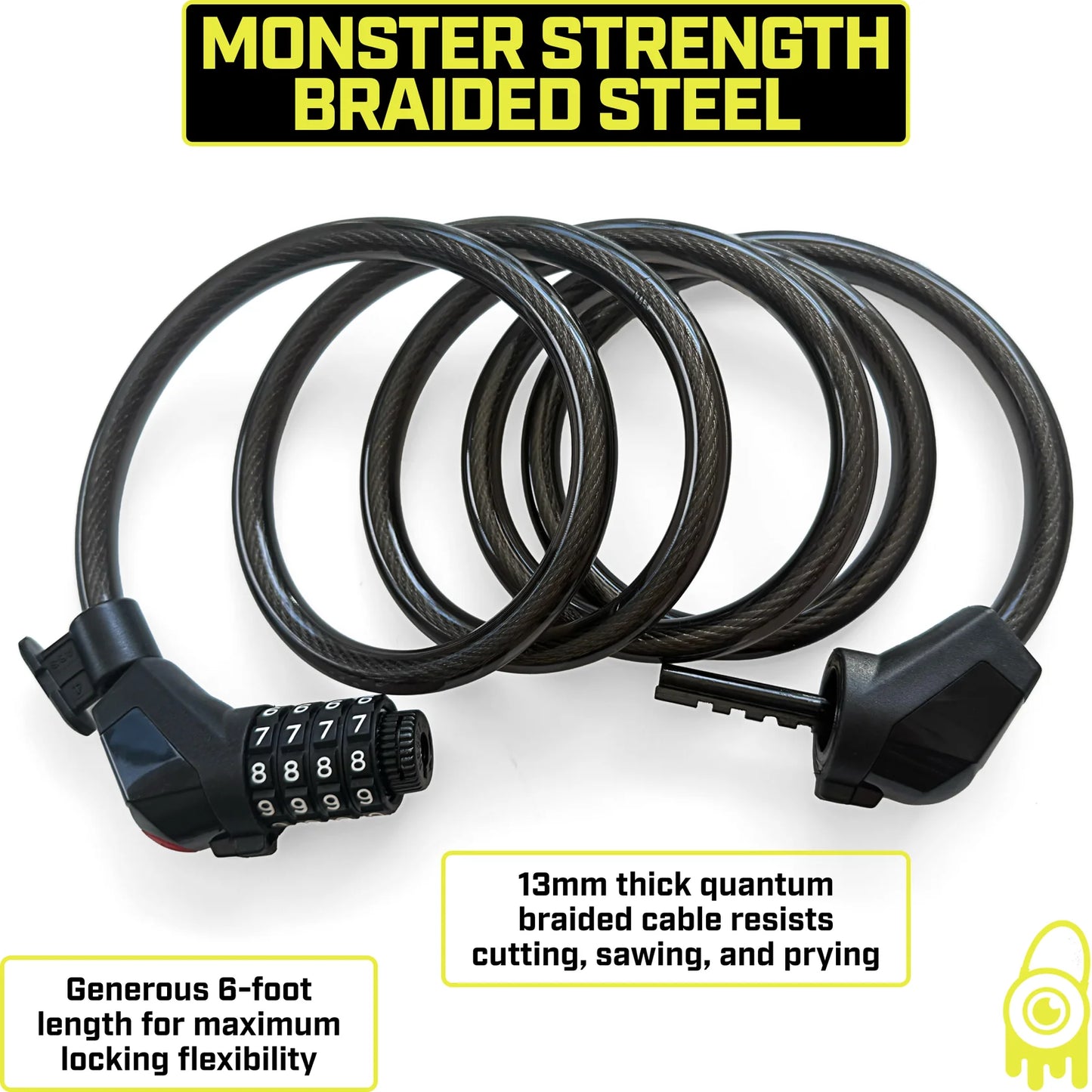 Monster Lock 6-Foot x 12-Gauge Combination Lock with Built-in LED