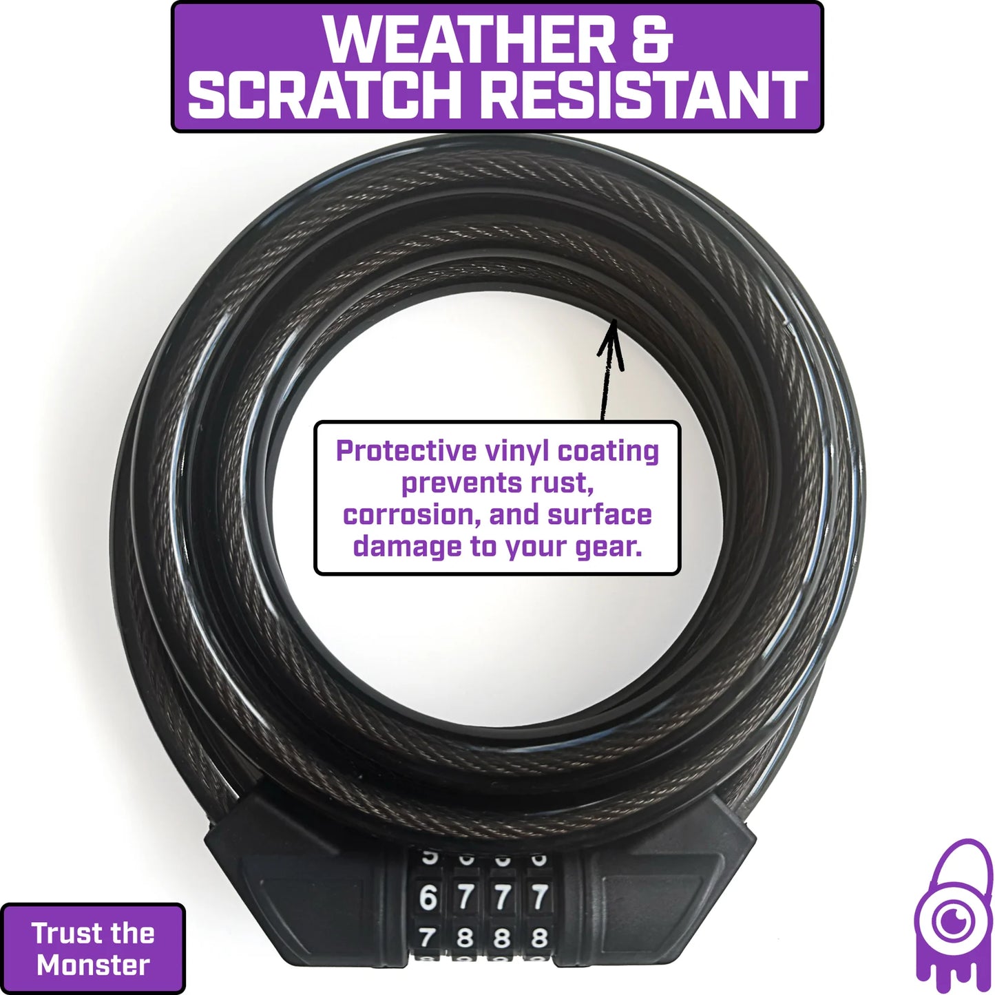 Monster Lock 6-foot Combination Lock - 13 mm Braided Steel