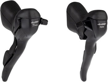 microSHIFT R7 Drop Bar Shift Lever Set - 3 x 7-Speed, Standard Reach, Shimano Compatible, Black
