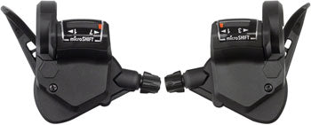 microSHIFT TS38 Thumb-Tap Shifter Set - 7 Speed, Triple, Optical Gear Indicator, Shimano Compatible