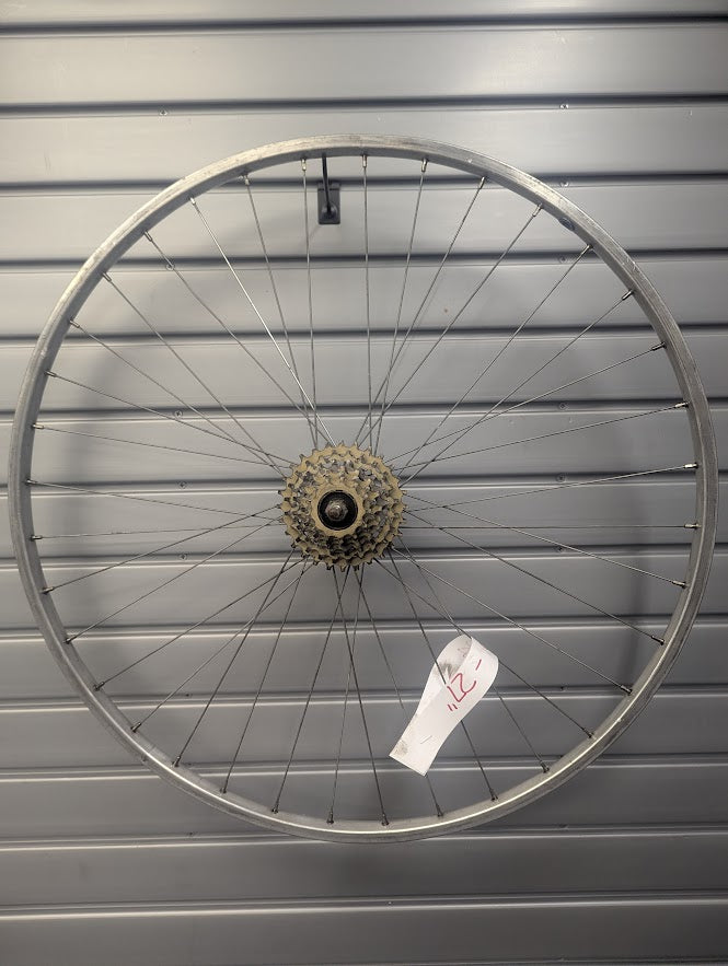 REAR WHEEL - 27" - Shimano Hub - Weinmann Rim - Uniglide 6SP Cassette - Bolt On - Refurbished