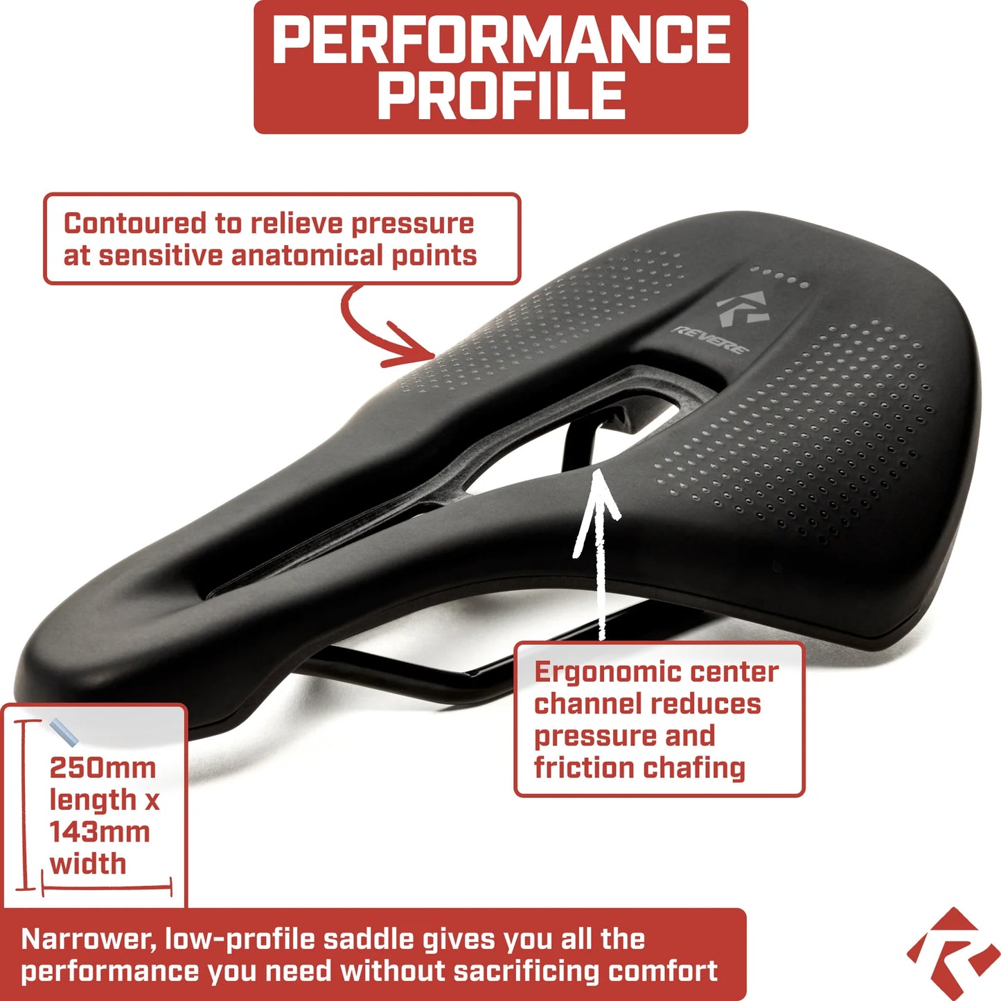 Revere Wing Hollow Channel Road/Gravel Bicycle Saddle