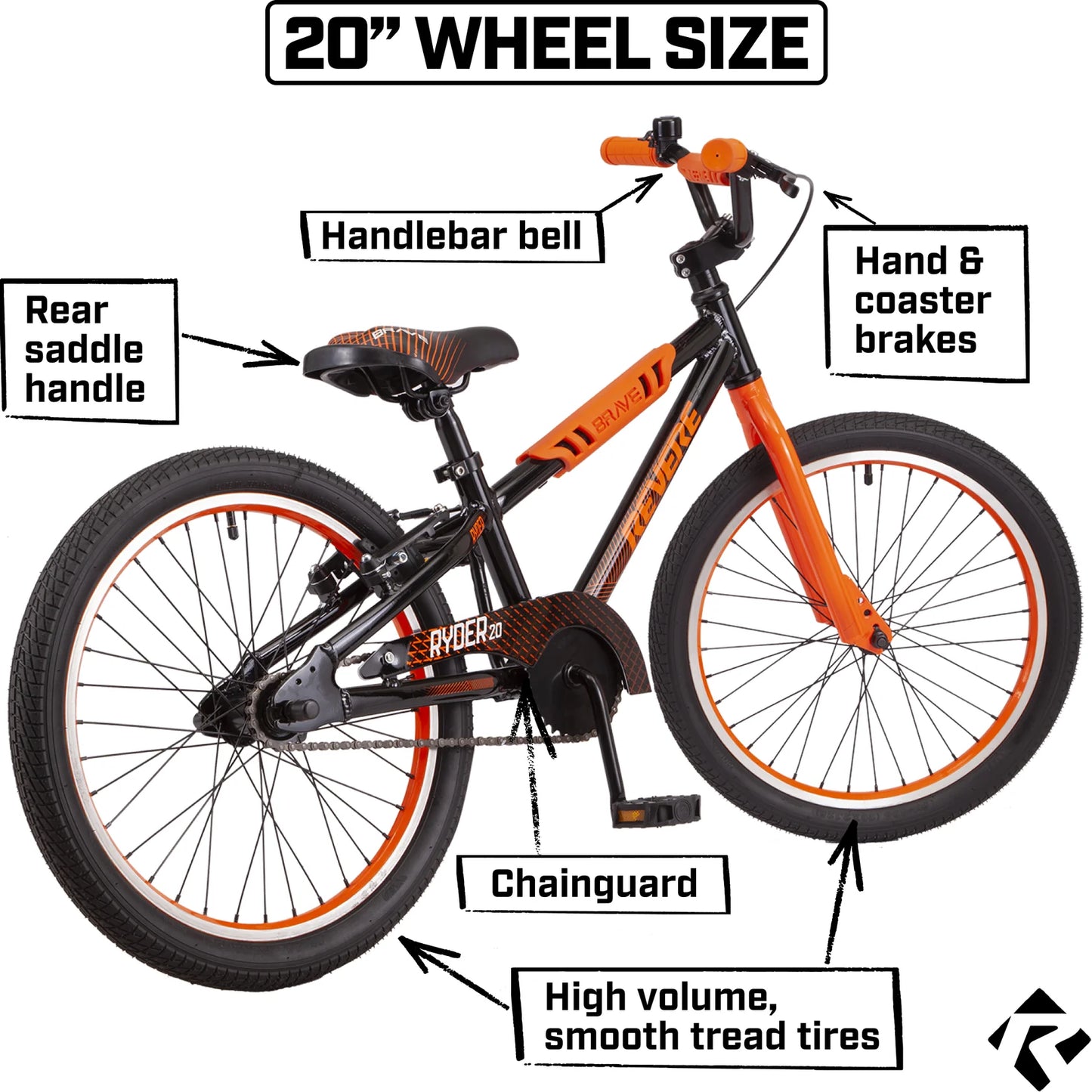 *NEW* Revere Ryder 20" Kids Bike - White/Blue