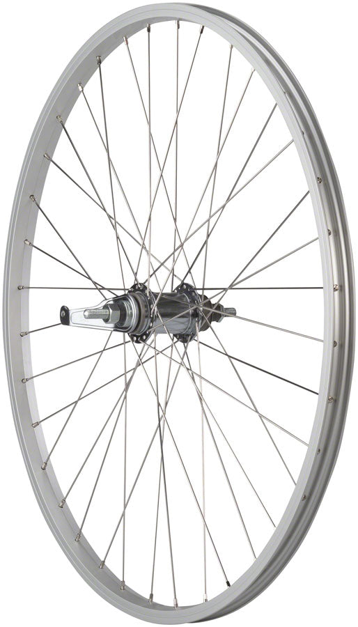 REAR WHEEL Quality Wheels Value Single Wall Series Coaster Brake Rear Wheel - 26", 3/8" x 124mm, Coaster Brake, 3 Prong Cog, Silver, 36H