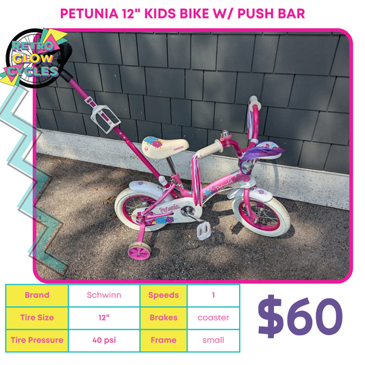 Schwinn Petunia 12" Kids bike w/ Push Bar
