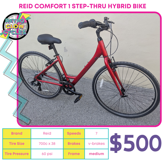 Reid COMFORT 1 Red STEP-THRU Hybrid Bike - Medium