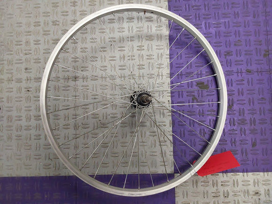 REAR WHEEL - 24, bolt-on, freewheel, black hub, silver wheel